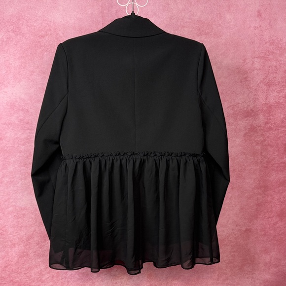 155. Simply Vera Vera Wang Black Blazer with Chiffon Hem Size M - Picture 3 of 8